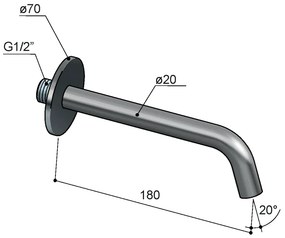 Hotbath Archie uitloop 18cm RVS
