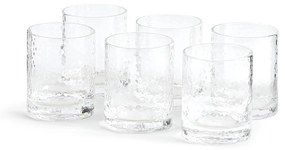 Set van 6 glazen in glas met gehamerd effect, Marteo