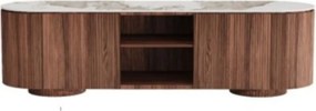 Hout TV-meubel Met Marmer - 160x45x45cm.