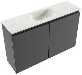 Mondiaz Ture DLux toiletmeubel 80cm dark grey met wastafel ostra midden zonder kraangat