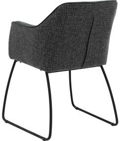 Goossens Eetkamerstoel Lisbet zwart stof met armleuning, elegant chic