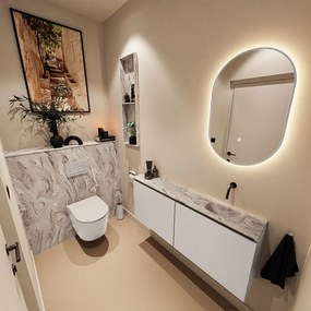 Mondiaz Ture DLux toiletmeubel 120cm linen met wastafel glace rechts zonder kraangat