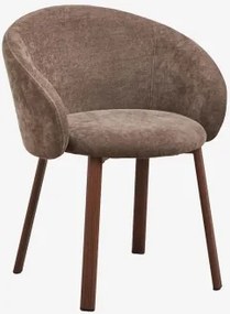 Nairea Gestoffeerde Eetkamerstoel Donker Hout & Chenille Koffiebruin - Sklum