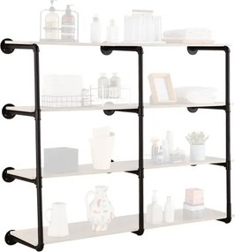 VEVOR Industriële pijpenplank, 4 lagen, 3 secties, 11,8 inch relevante plankbreedte, aan de muur gemonteerd, zwevende rustieke houten planken, opberghouder (planken NIET inbegrepen)