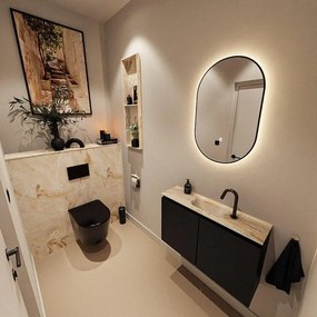 MONDIAZ TURE-DLUX 80cm toiletmeubel Urban. EDEN wastafel Frappe positie midden. Met 1 kraangat. TUREDX80URBM1FRA