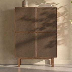 Walnoot Wandkast Met Stoffen Deuren - 80x40x120cm.