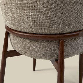 Walnoot Eetkamerstoel Met Ronde Rug Beige