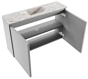 Mondiaz Ture DLux toiletmeubel 80cm plata met wastafel glace midden met kraangat