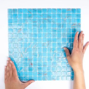 The Mosaic Factory Amsterdam mozaïektegel - 32.2x32.2cm - wand en vloertegel - Vierkant - Glas Light Blue glans GMG491