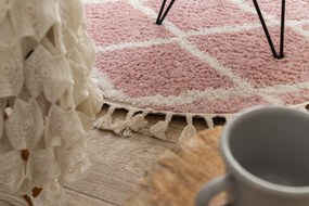 Tapijt BERBER TROIK A0010 ROND rozekleuring  / witrand ,  Barber , marokkaanse shaggy