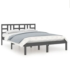 vidaXL Bedframe massief hout grijs 160x200 cm