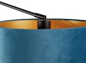 Wandlamp zwart met velours kap blauw 35 cm verstelbaar - Blitz Modern E27 Binnenverlichting Lamp