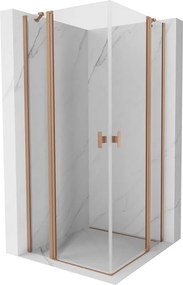 Mexen Mist Duo douchecabine scharnierend 80 x 80 cm, transparant, geborsteld koper - 8A4-080-080-65-00