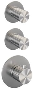 Brauer Stripe inbouw regendouche met 25cm hoofddouche, rechte muurarm en staafhanddouche set 1 RVS geborsteld PVD
