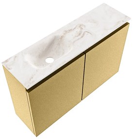 Mondiaz Ture DLux toiletmeubel 80cm oro met wastafel frappe links zonder kraangat