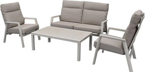 Vegas stoel bank loungeset 4 delige verstelbaar aluminium latte