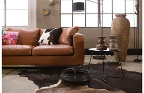 Goossens Excellent Bank Massimo cognac, leer, 3,5-zits, urban industrieel