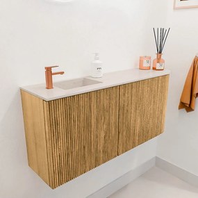 Mondiaz Joya DLux 90cm toiletmeubel ronding rechts oak met wastafel faye links 1 kraangat meli