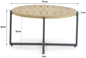 Stoel en Bank Loungeset 5 personen Aluminium/Teak Grijs  Apple Bee Condor