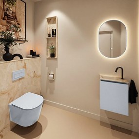 Mondiaz Ture DLux toiletmeubel 40cm clay met wastafel frappe links met kraangat