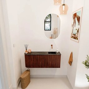 Mondiaz Joya DLux 100cm toiletmeubel ronding links ruby met wastafel faye rechts zonder kraangat lava