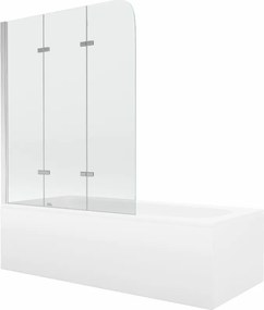 Mexen Vega rechthoekig bad van 160 x 70 cm met ombouw en 3-delige paravent 120 cm, transparant, chroom - 550116070X9012030100