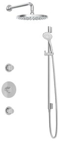 Hotbath Buddy IBS1 Regendoucheset - 2 stopkranen - 35cm wandarm - 30cm ronde hoofddouche - 3 standen handdouche - glijstang - chroom IBS1CR157
