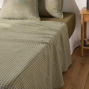 Plat laken in gewassen linnen, Acélie olijf/opaline