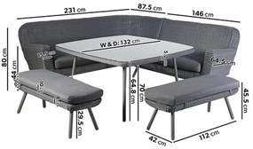 The Outsider Hoek Lounge Diningset - Jonah - Wicker - Donkergrijs - The Outsider