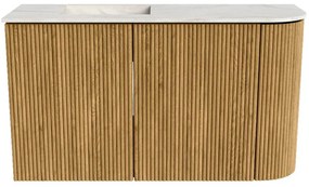 Mondiaz Joya DLux 70cm toiletmeubel ronding rechts oak met wastafel faye links 1 kraangat ostra
