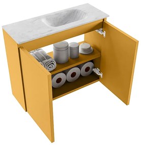 Mondiaz Ture DLux toiletmeubel 60cm ocher met wastafel opalo rechts met kraangat