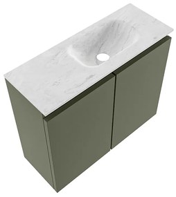 Mondiaz Ture DLux toiletmeubel 60cm army met wastafel opalo rechts met kraangat