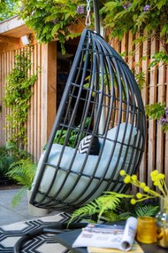 Hangstoel Panama swing egg - black rotan/mint grey