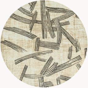 Rond jacquard in- & outdoor vloerkleed Kanji, wasbaar