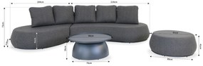 Loungeset tuin 4 personen Outdoor textiel Grijs  Lifestyle Garden Furniture Lugo