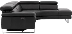Goossens Excellent Bank Noud donkergrijs, leer, modern design met ligelement rechts