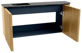 Mondiaz Joya DLux 90cm toiletmeubel ronding rechts oak met wastafel faye links zonder kraangat lava