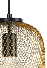 Eettafel / Eetkamer Art Deco hanglamp goud 45 cm 3-lichts - Bliss Mesh Industriele / Industrie / Industrial E27 Draadlamp rond Binnenverlichting Lamp