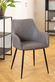 VERA Lichtgrijs Taupe (stof Basel 34) - MODERNE KUIPVORMIGE GESTOFFEERDE STOEL VOOR WOONKAMER / LOFT
