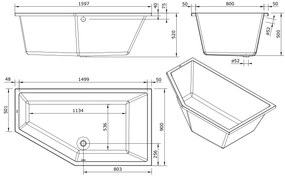 Lambini Designs Florence bubbelbad 160x90cm elektronisch rechts 6+4+2 hydrojets en 12 aerojets chroom