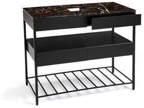 Wastafelmeubel met amberkleurig marmeren blad, Limpo