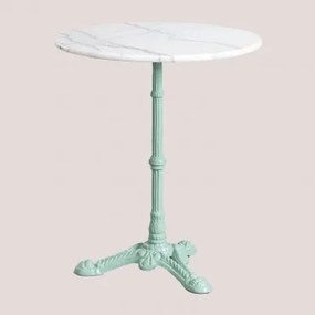 Ronde Bar Tafel Van Moka Marmer Groen Paradijs Eiland & Wit Marmer Guangxi & Ø60 Cm - Sklum
