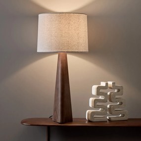 Lamp in notenhoutkleurig eikenhout en linnen, Nestwood