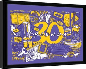 Ingelijste poster Friends 30 Years - Purple Infographic
