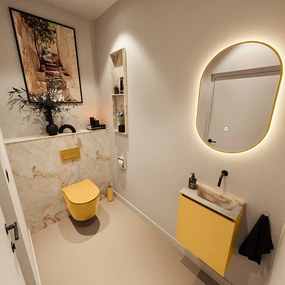 Mondiaz Ture DLux toiletmeubel 40cm ocher met wastafel frappe rechts zonder kraangat