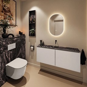 Mondiaz Ture DLux toiletmeubel 120cm linen met wastafel lava midden zonder kraangat