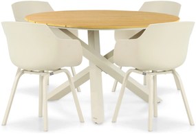 Tuinset Ronde Tuintafel 4 personen 125 cm Kunststof Taupe  Lifestyle Garden Furniture Salina/Ancona
