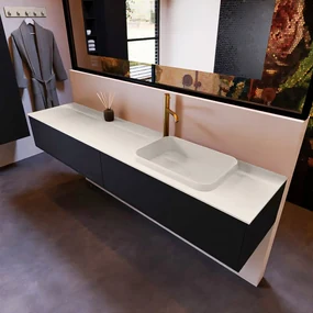 Mondiaz Erin 200cm badmeubel Urban met 2 lades en beige wastafel rechts 1 kraangat