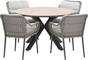Garden Impressions Pemba tuinset 5-delig - Tulli tuintafel Ø122x75 cm - light teak vironwood