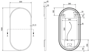 Hotbath &More Oval spiegel ovaal 50x100cm geborsteld koper PVD